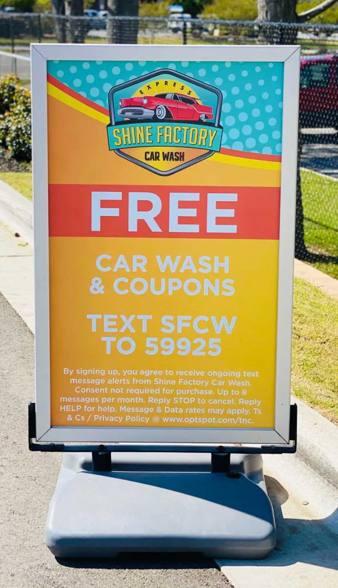 OptSpot car wash marketing sign